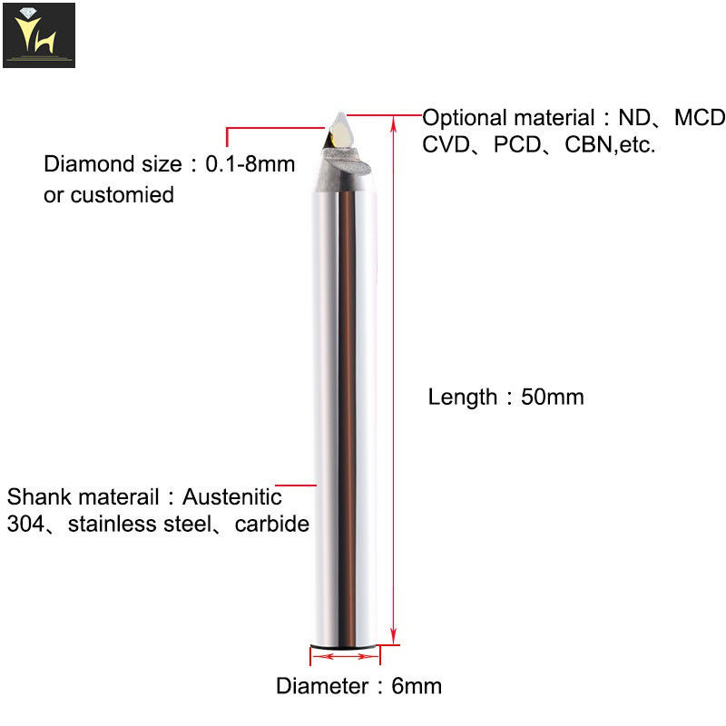 0.1mm Ball  6mm Shank Diamond End Mill Cutting Tools