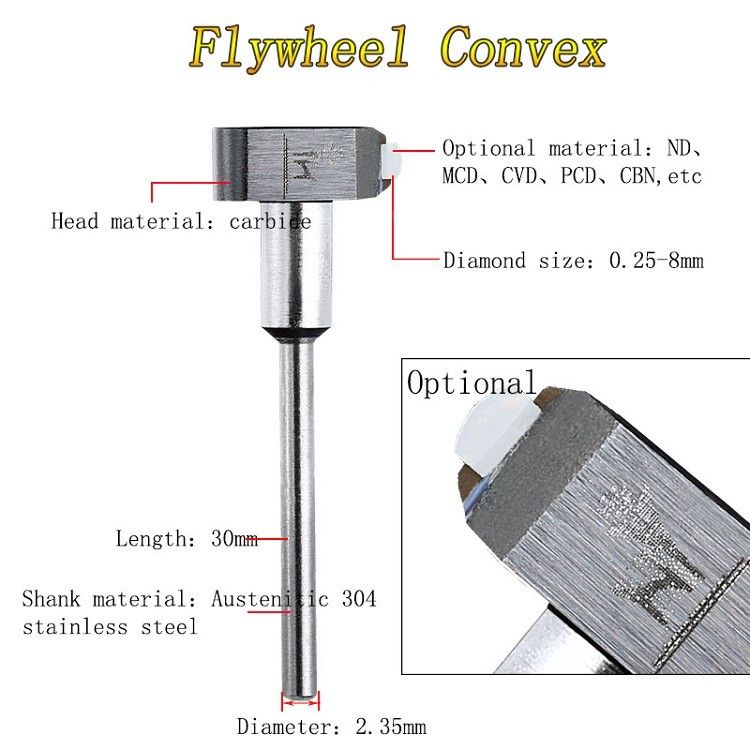 China Flywheel Diamond Tools MCD PCD Convex Tools Round Head Available factory